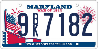 MD license plate 9BK7182