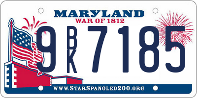 MD license plate 9BK7185