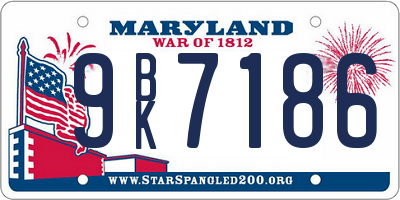MD license plate 9BK7186