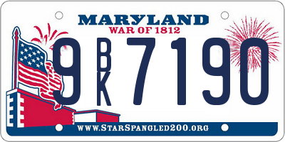MD license plate 9BK7190