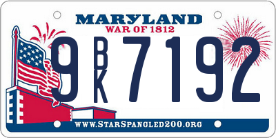 MD license plate 9BK7192