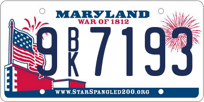 MD license plate 9BK7193