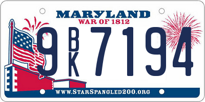 MD license plate 9BK7194