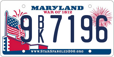 MD license plate 9BK7196