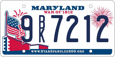 MD license plate 9BK7212