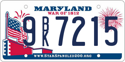 MD license plate 9BK7215