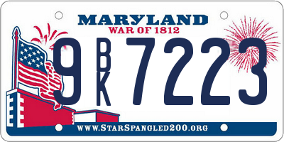 MD license plate 9BK7223