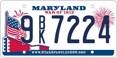 MD license plate 9BK7224