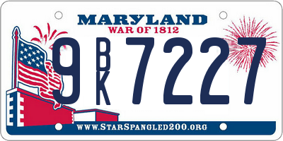 MD license plate 9BK7227
