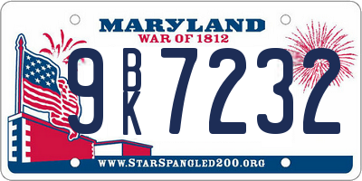 MD license plate 9BK7232