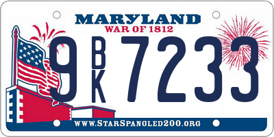 MD license plate 9BK7233