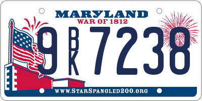 MD license plate 9BK7238