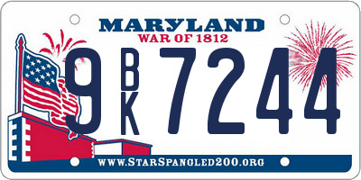 MD license plate 9BK7244