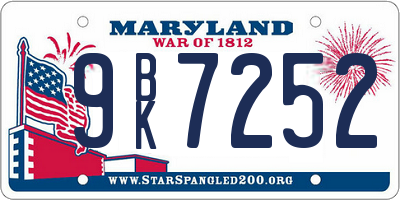 MD license plate 9BK7252