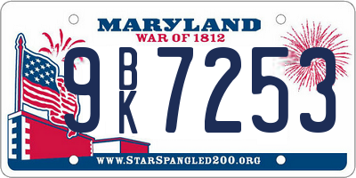 MD license plate 9BK7253