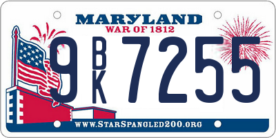 MD license plate 9BK7255