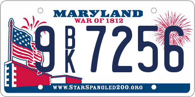 MD license plate 9BK7256