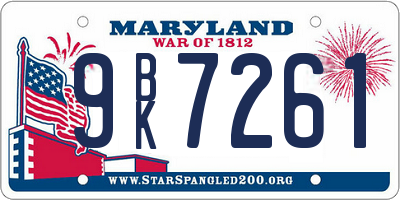 MD license plate 9BK7261