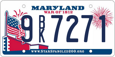 MD license plate 9BK7271