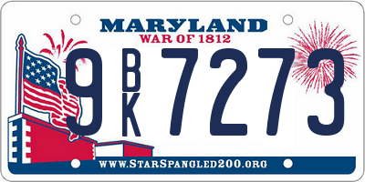 MD license plate 9BK7273