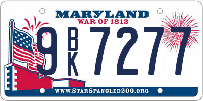 MD license plate 9BK7277