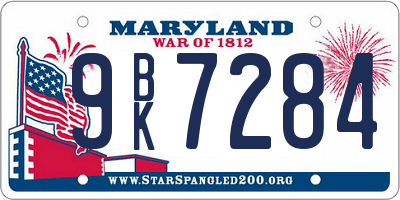 MD license plate 9BK7284