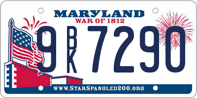 MD license plate 9BK7290