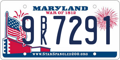 MD license plate 9BK7291
