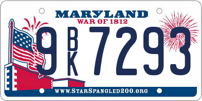 MD license plate 9BK7293