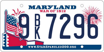 MD license plate 9BK7296