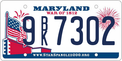 MD license plate 9BK7302