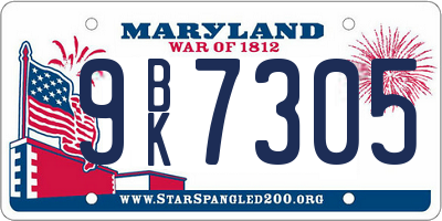 MD license plate 9BK7305
