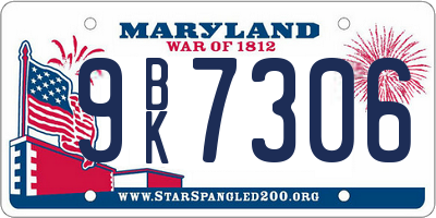MD license plate 9BK7306