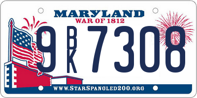 MD license plate 9BK7308