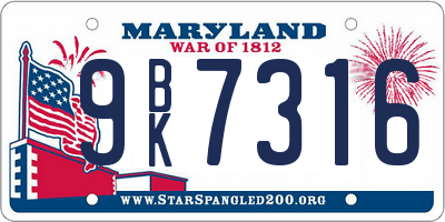 MD license plate 9BK7316