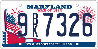 MD license plate 9BK7326
