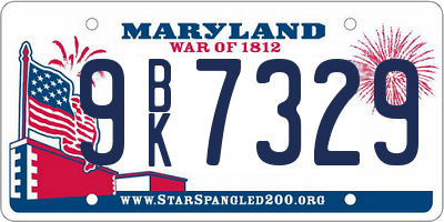 MD license plate 9BK7329