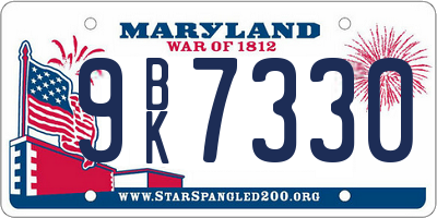 MD license plate 9BK7330
