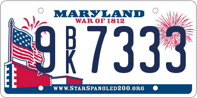 MD license plate 9BK7333