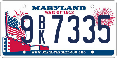 MD license plate 9BK7335