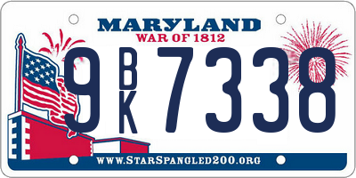 MD license plate 9BK7338