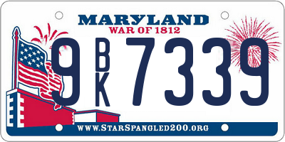 MD license plate 9BK7339