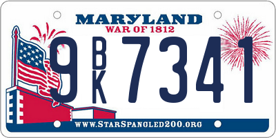 MD license plate 9BK7341