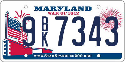 MD license plate 9BK7343