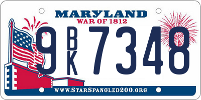 MD license plate 9BK7348
