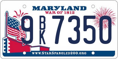 MD license plate 9BK7350