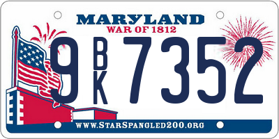 MD license plate 9BK7352