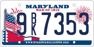 MD license plate 9BK7353