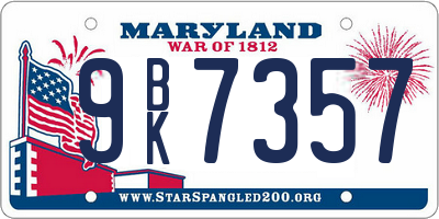 MD license plate 9BK7357