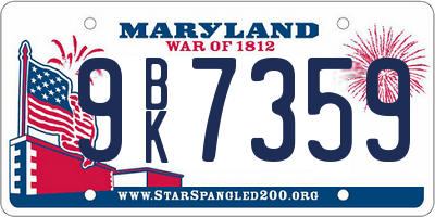 MD license plate 9BK7359